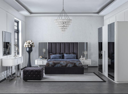 Bedroom 6tlg Bet 2x Bedside tables Luxury Wardrobe Design Dressing table